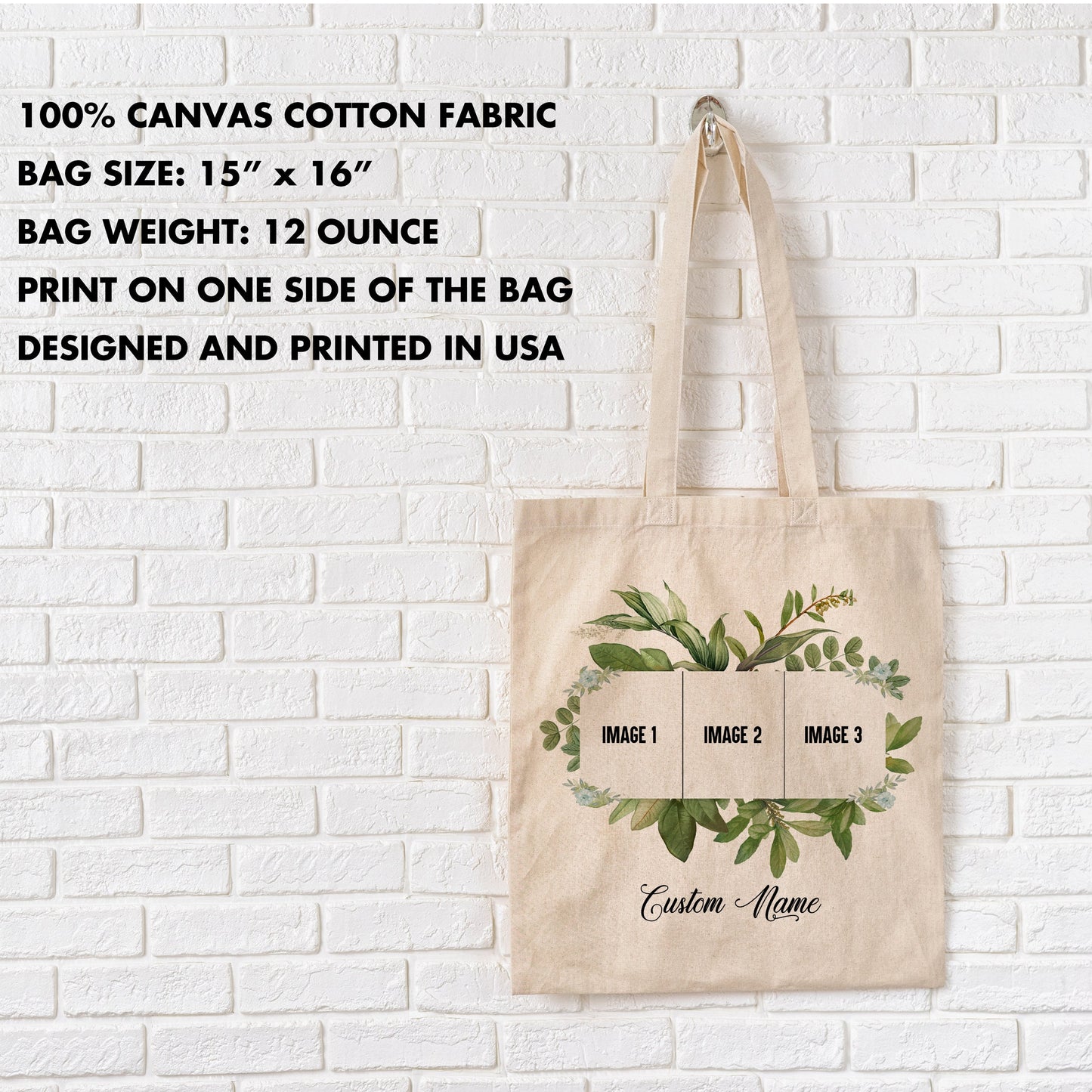 Custom Photo Bag  12oz tote bag, add photo, baby bag, Bridal Shower Tote, birthday custom Tote, Wedding Party Bag, Bridesmaid Bag,  Gift Bag