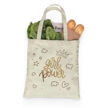 Girl Power Tote Bag Reusable Cotton Bag Mothers Day Bag, Mom Gifts, Mommy Gift, Gift for Mom, Gift for Mother, Feminist Gift Empowerment Bag
