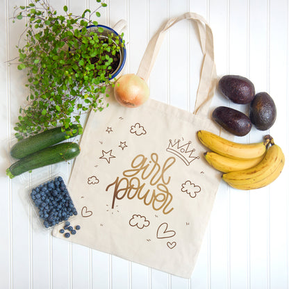 Girl Power Tote Bag Reusable Cotton Bag Mothers Day Bag, Mom Gifts, Mommy Gift, Gift for Mom, Gift for Mother, Feminist Gift Empowerment Bag