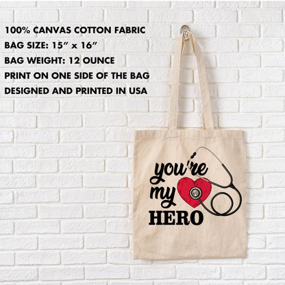 You are my hero Tote Bag Essential workers Superhero, Nurse Tote, Doctor Thank You Gift, Nurse Gift, Nurse Tote, Thank You Heroes