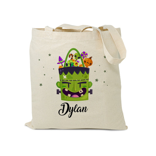 Personalized Halloween Tote Bag Custom Trick or Treat - eco-friendly cotton canvas tote bag