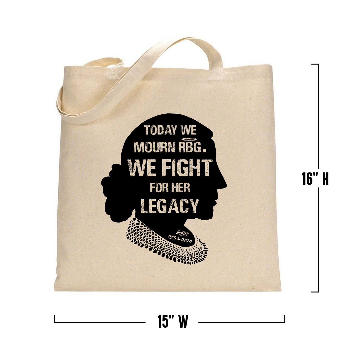 Ruth Bader Ginsburg Quote Tote Bag Today We Mourn RBG We Fight For Her Legacy - Reusable Cotton Bag Natural Canvas 12oz - Notorious Gift