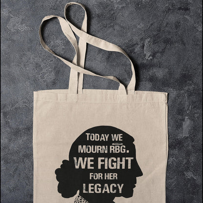 Ruth Bader Ginsburg Quote Tote Bag Today We Mourn RBG We Fight For Her Legacy - Reusable Cotton Bag Natural Canvas 12oz - Notorious Gift