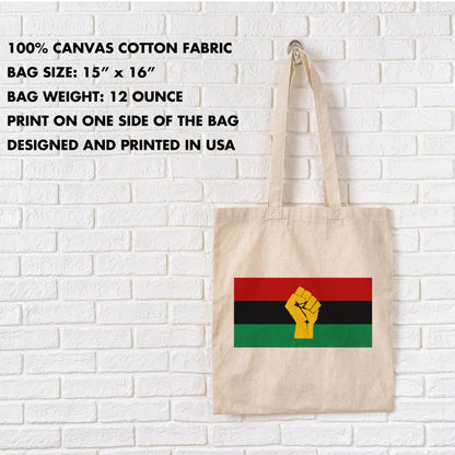 Pan African Flag Tote Bag, Black History Month Gift, Black Lives Matter Canvas Bag, Reusable Cotton Bag, Black History Bag, Shopping Bag