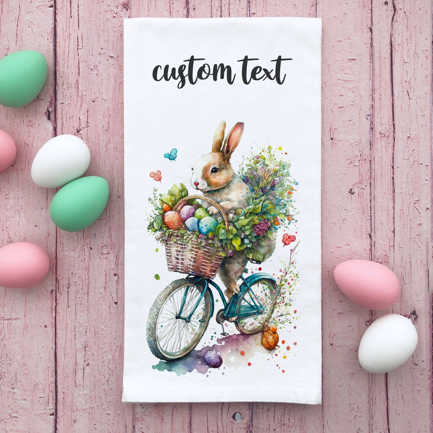 Easter Bunny Personalized Kitchen Towel, Easter Kitchen Decor, Custom Easter Bunny Kitchen Towel, Customized Easter Gift, Flour Sack Towel