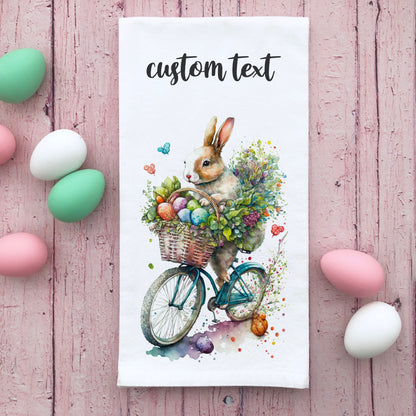 Easter Bunny Personalized Kitchen Towel, Easter Kitchen Decor, Custom Easter Bunny Kitchen Towel, Customized Easter Gift, Flour Sack Towel