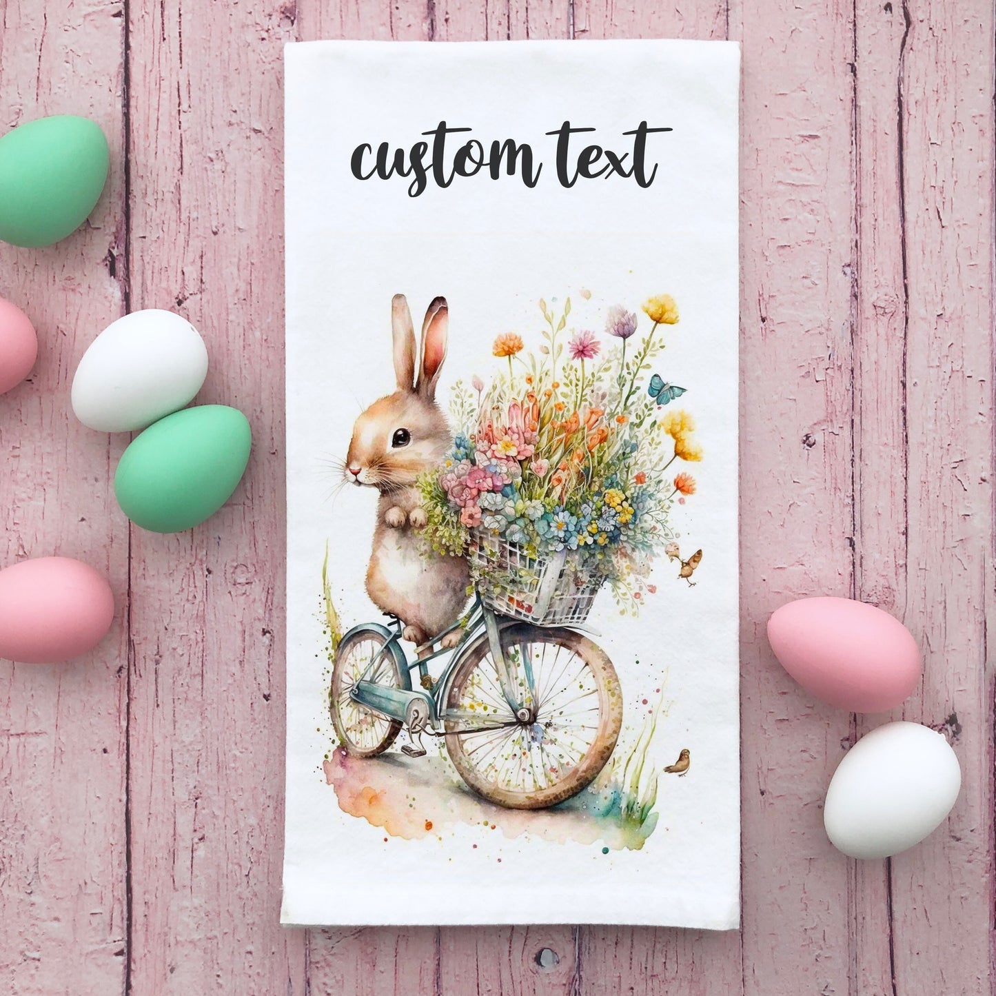 Easter Bunny Personalized Kitchen Towel, Easter Kitchen Decor, Custom Easter Bunny Kitchen Towel, Customized Easter Gift, Flour Sack Towel