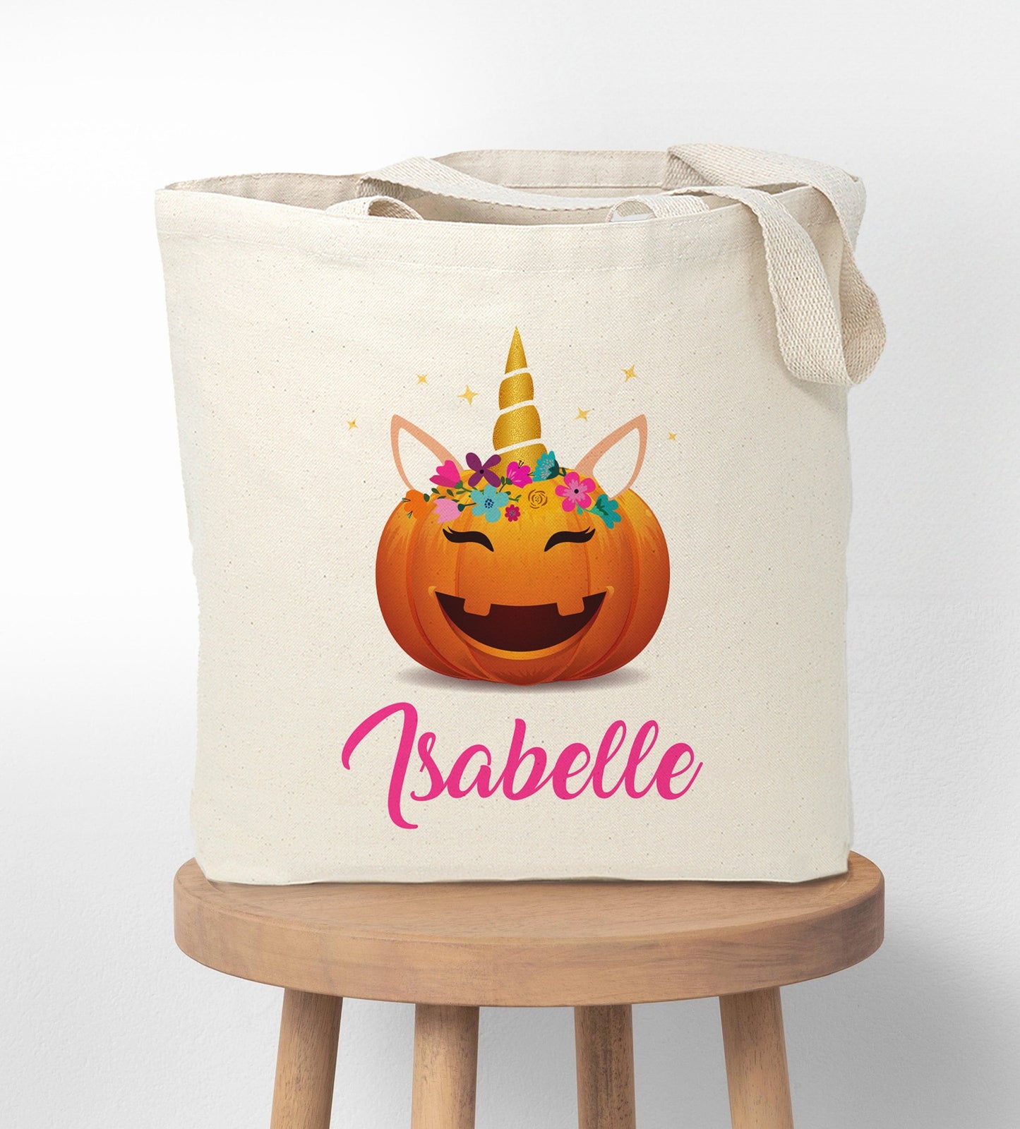 Personalized Trick or Treat Canvas Tote Bag, Custom Halloween Tote Bag for Trick or Treating, Halloween Candy Bag, Halloween Gift Tote Bag