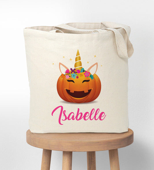 Personalized Trick or Treat Canvas Tote Bag, Custom Halloween Tote Bag for Trick or Treating, Halloween Candy Bag, Halloween Gift Tote Bag