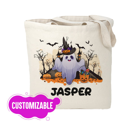 Personalized Trick or Treat Bag, Custom Halloween Tote Bag, Customized Trick-or-Treat Bag, Kids Halloween Bag with Name