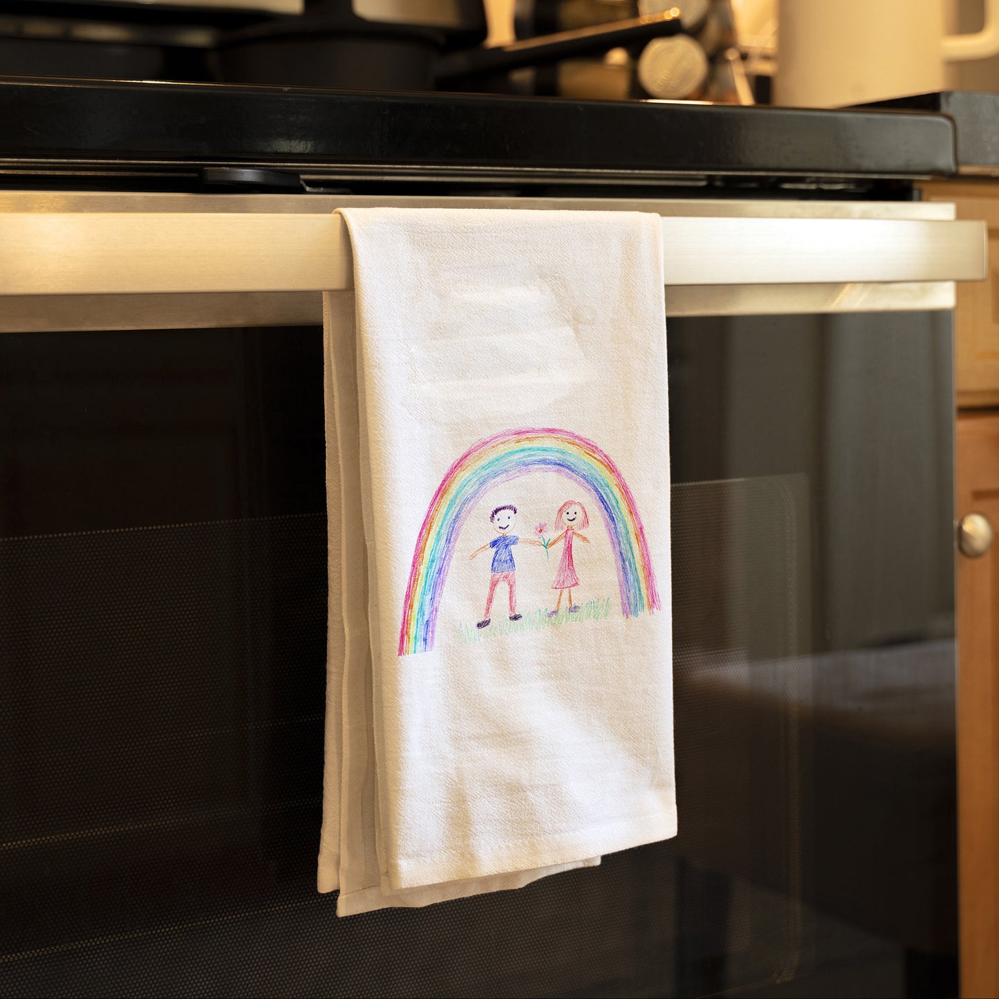 Personalized Kitchen Towel With Child Drawing - Mother's Day Gift Idea - Child Artwork Tea Towel - Personalized Gift