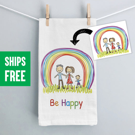 Personalized Kitchen Towel With Child Drawing - Mother's Day Gift Idea - Child Artwork Tea Towel - Personalized Gift