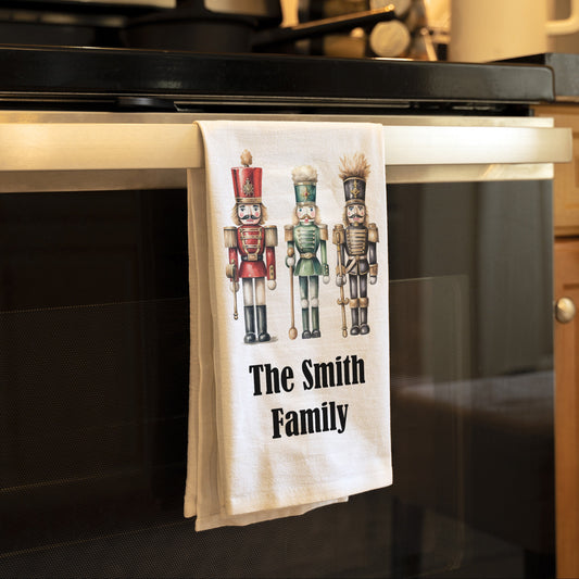 Personalized Nutcracker Christmas Kitchen Tea Towel, Personalized Christmas Stockings Stuffers, Nutcracker Print, Customized Christmas Gift