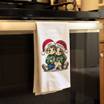 Couple Personalized Custom Towel, Christmas Gift For Husband Wife, Anniversary, Personalized Christmas Gift