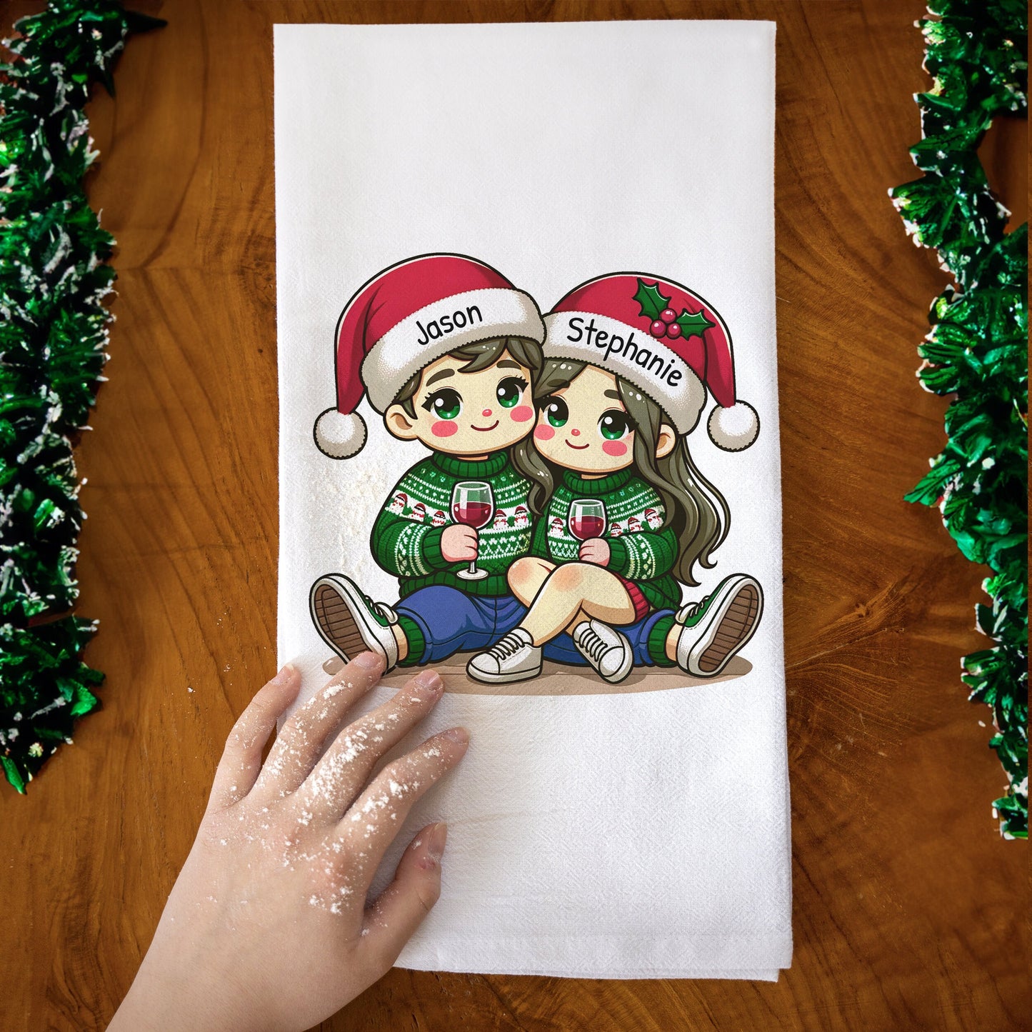 Couple Personalized Custom Towel, Christmas Gift For Husband Wife, Anniversary, Personalized Christmas Gift