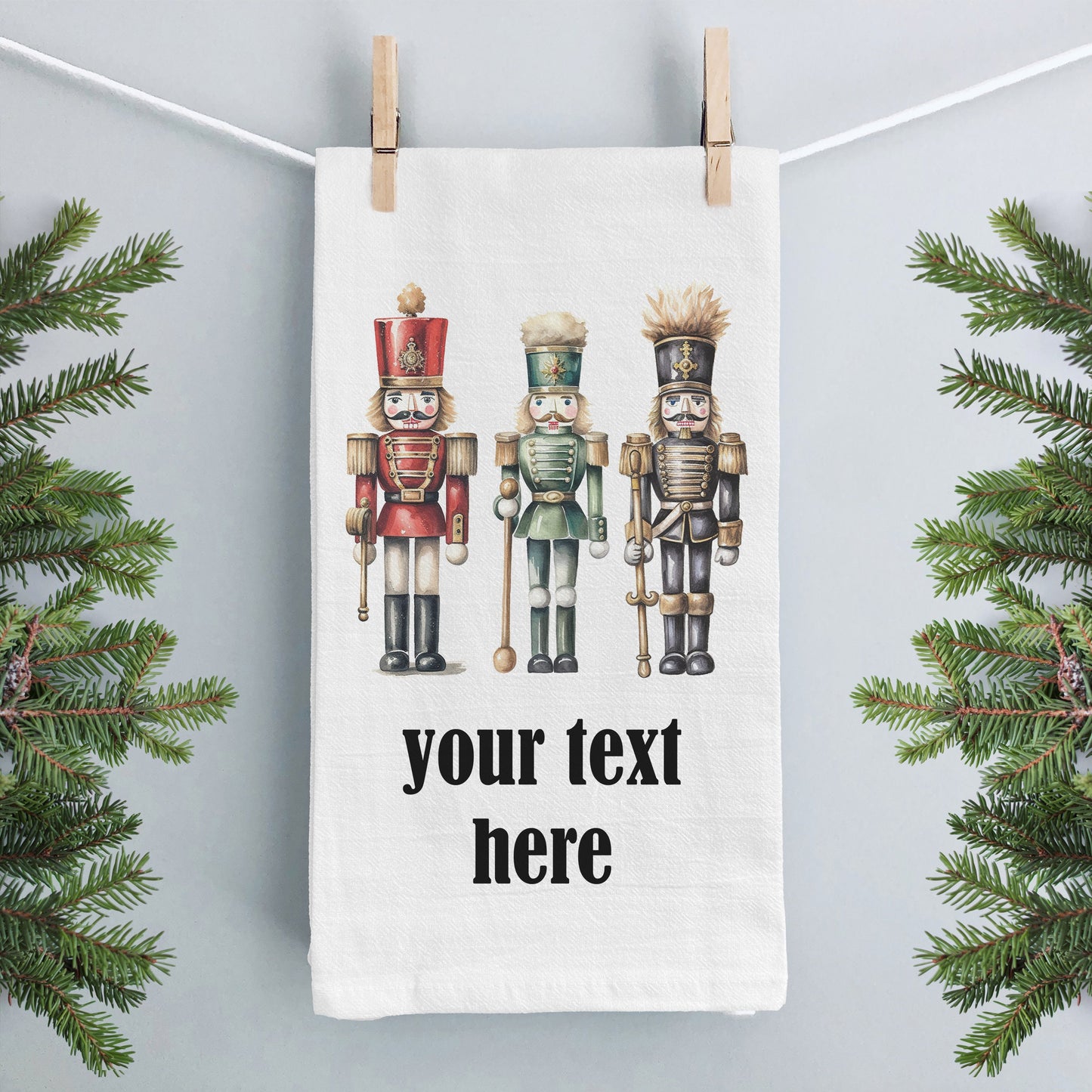 Personalized Nutcracker Christmas Kitchen Tea Towel, Personalized Christmas Stockings Stuffers, Nutcracker Print, Customized Christmas Gift
