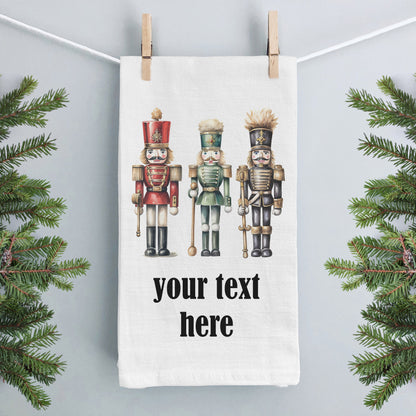 Personalized Nutcracker Christmas Kitchen Tea Towel, Personalized Christmas Stockings Stuffers, Nutcracker Print, Customized Christmas Gift