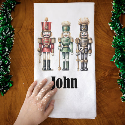 Personalized Nutcracker Christmas Kitchen Tea Towel, Personalized Christmas Stockings Stuffers, Nutcracker Print, Customized Christmas Gift