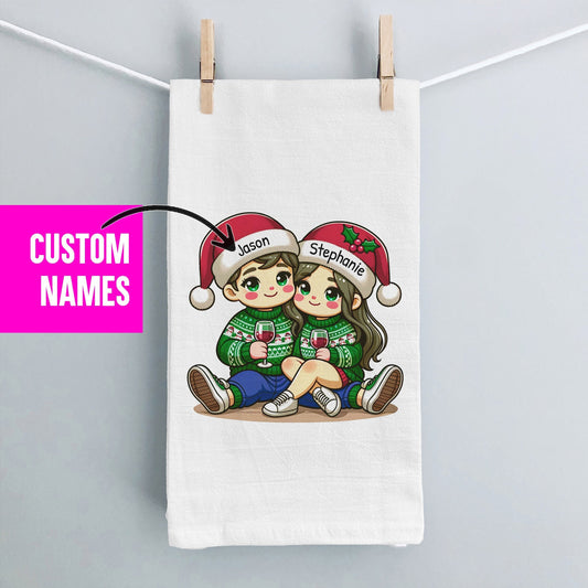 Couple Personalized Custom Towel, Christmas Gift For Husband Wife, Anniversary, Personalized Christmas Gift