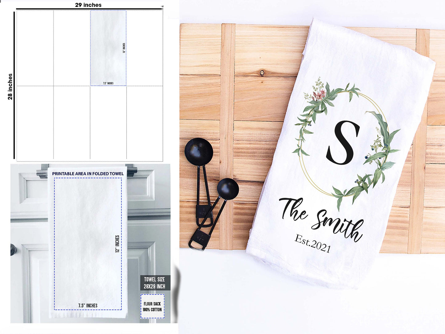 Personalized Hand Towel, Family Name Kitchen Towel, Flour Sack Cotton Custom Tea Towel - Kitchen Decor, New Homeowner Gift, Hostess Gift