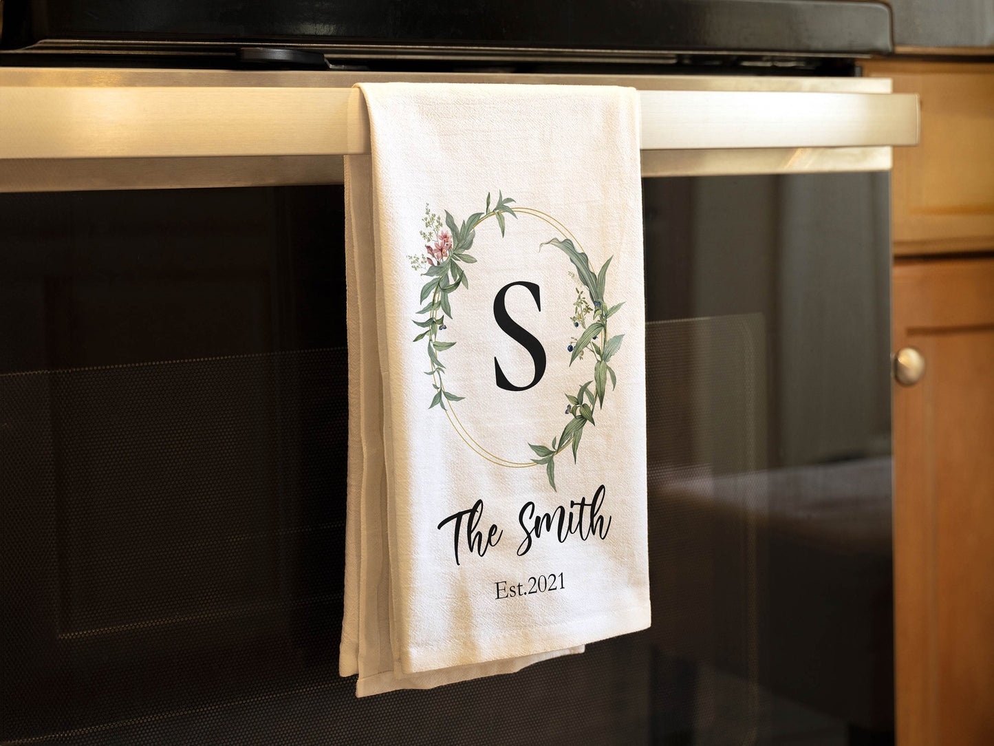Personalized Hand Towel, Family Name Kitchen Towel, Flour Sack Cotton Custom Tea Towel - Kitchen Decor, New Homeowner Gift, Hostess Gift