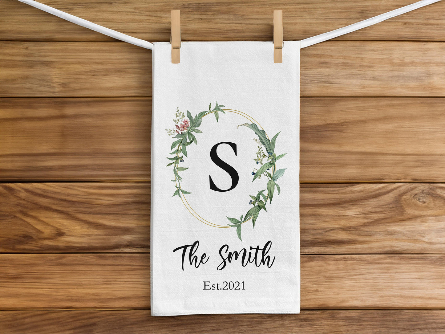 Personalized Hand Towel, Family Name Kitchen Towel, Flour Sack Cotton Custom Tea Towel - Kitchen Decor, New Homeowner Gift, Hostess Gift