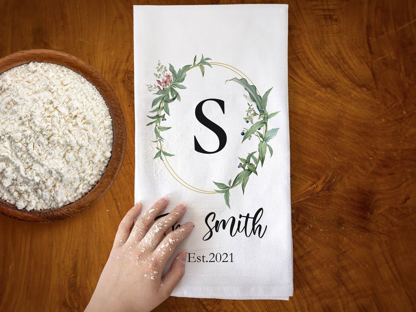 Personalized Hand Towel, Family Name Kitchen Towel, Flour Sack Cotton Custom Tea Towel - Kitchen Decor, New Homeowner Gift, Hostess Gift