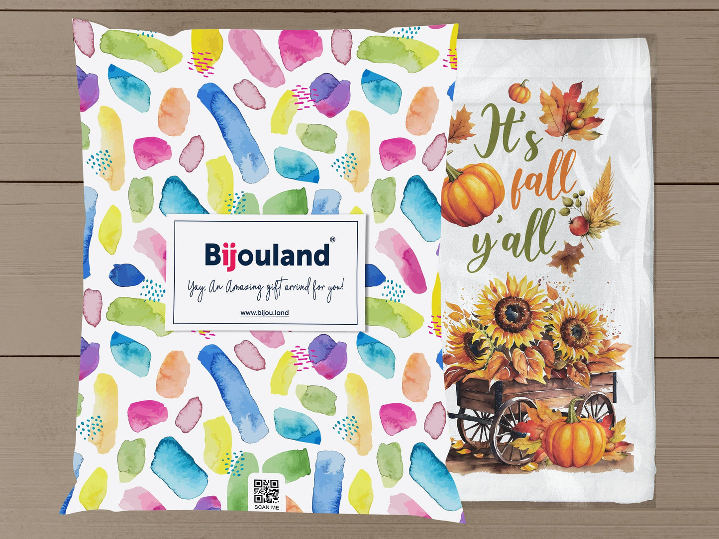 It's Fall Y'all - Autumn Kitchen Towel - Sunflower and Pumpkin Flour Sack Cotton Tea Towel, Fall Kitchen Decor