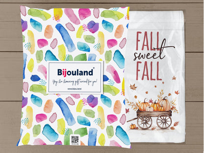 Fall Sweet Fall Kitchen Towel - Rustic Autumn Decor with Pumpkins - Perfect for Thanksgiving & Halloween - Organic Cotton Flour Sack Towel