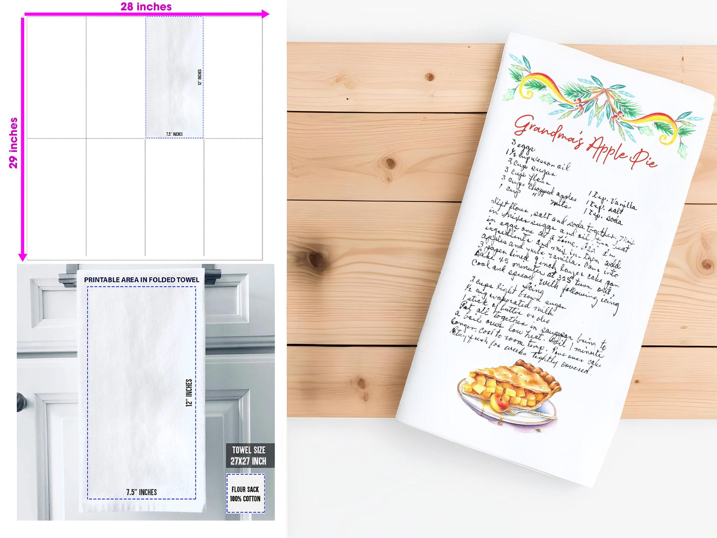 Personalized Handwritten Family Recipe Tea Towel - Mother's Day Gift Idea