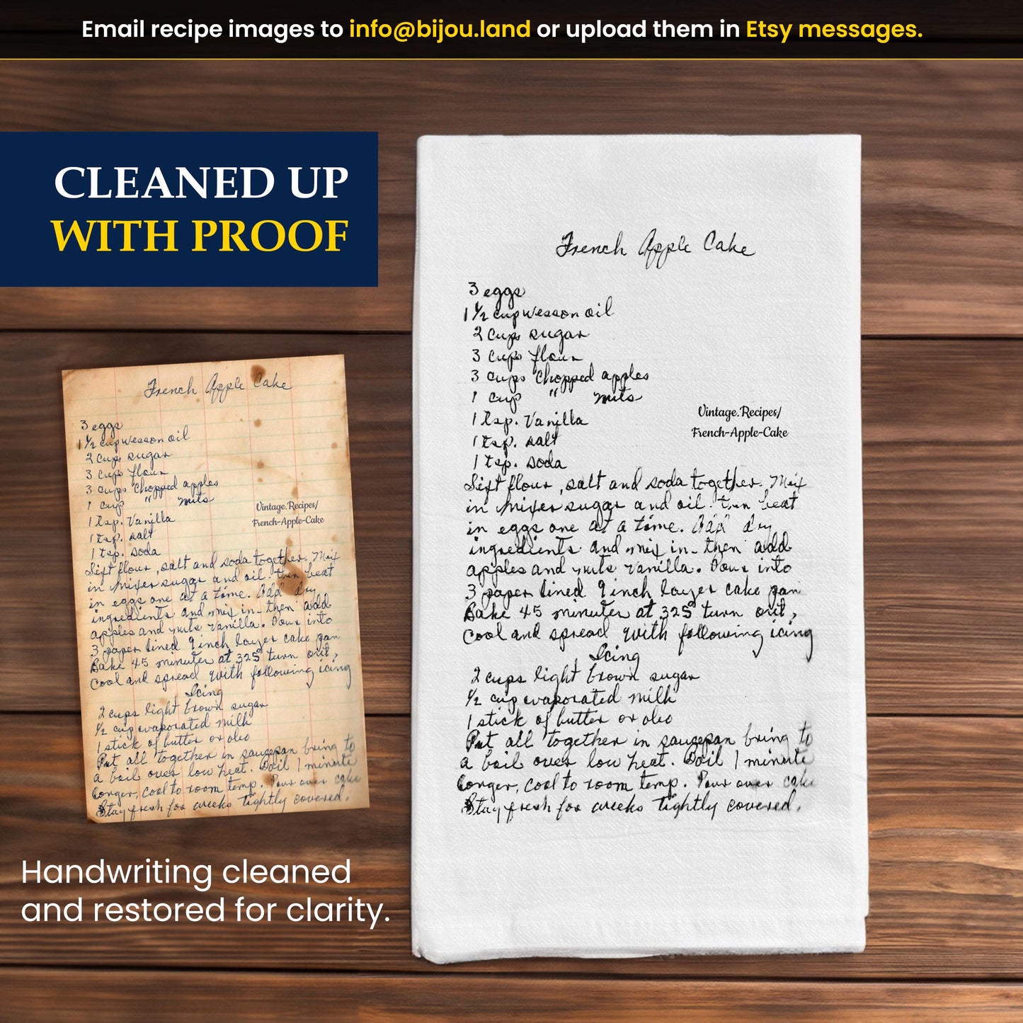 Personalized Handwritten Family Recipe Tea Towel - Mother's Day Gift Idea