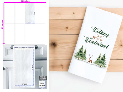 Christmas Kitchen Towel Walking in a Winter Wonderland, Holiday Deer Decor, Farmhouse Gift - Organic Cotton Tea Towel