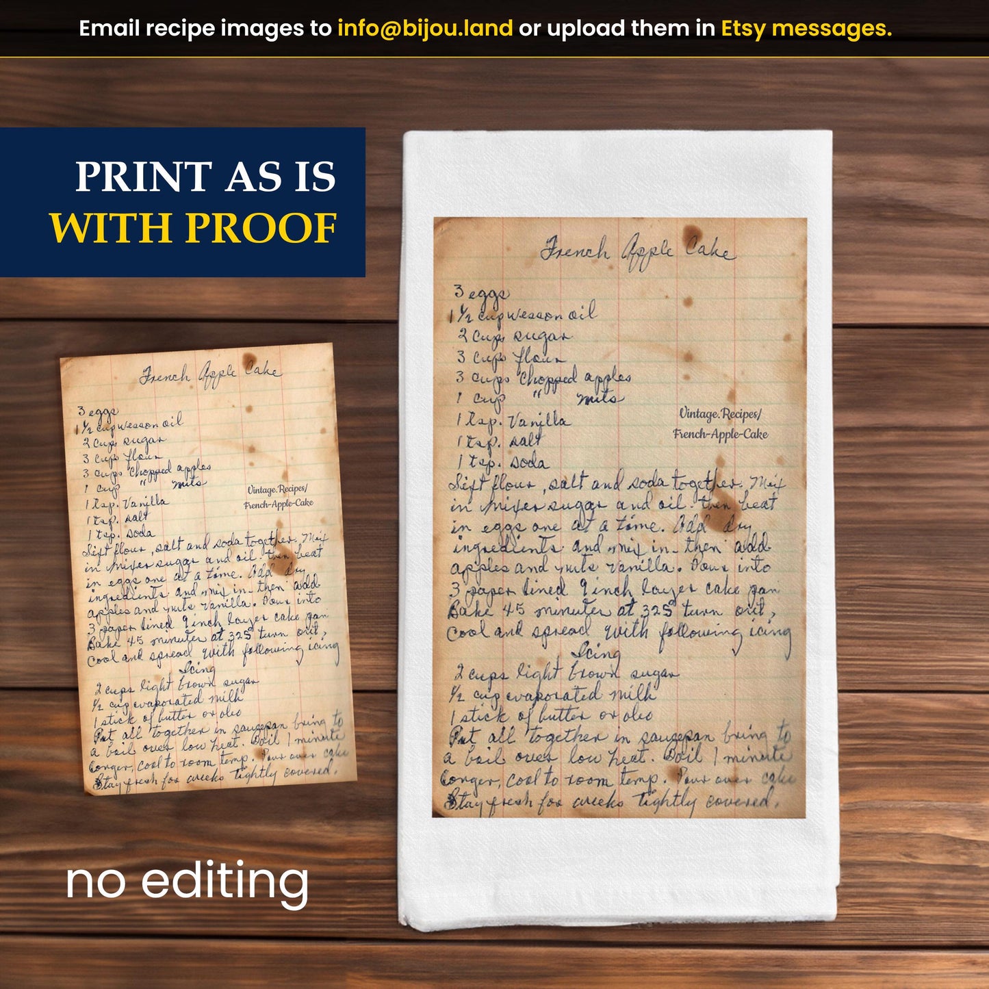 Personalized Handwritten Family Recipe Tea Towel - Mother's Day Gift Idea