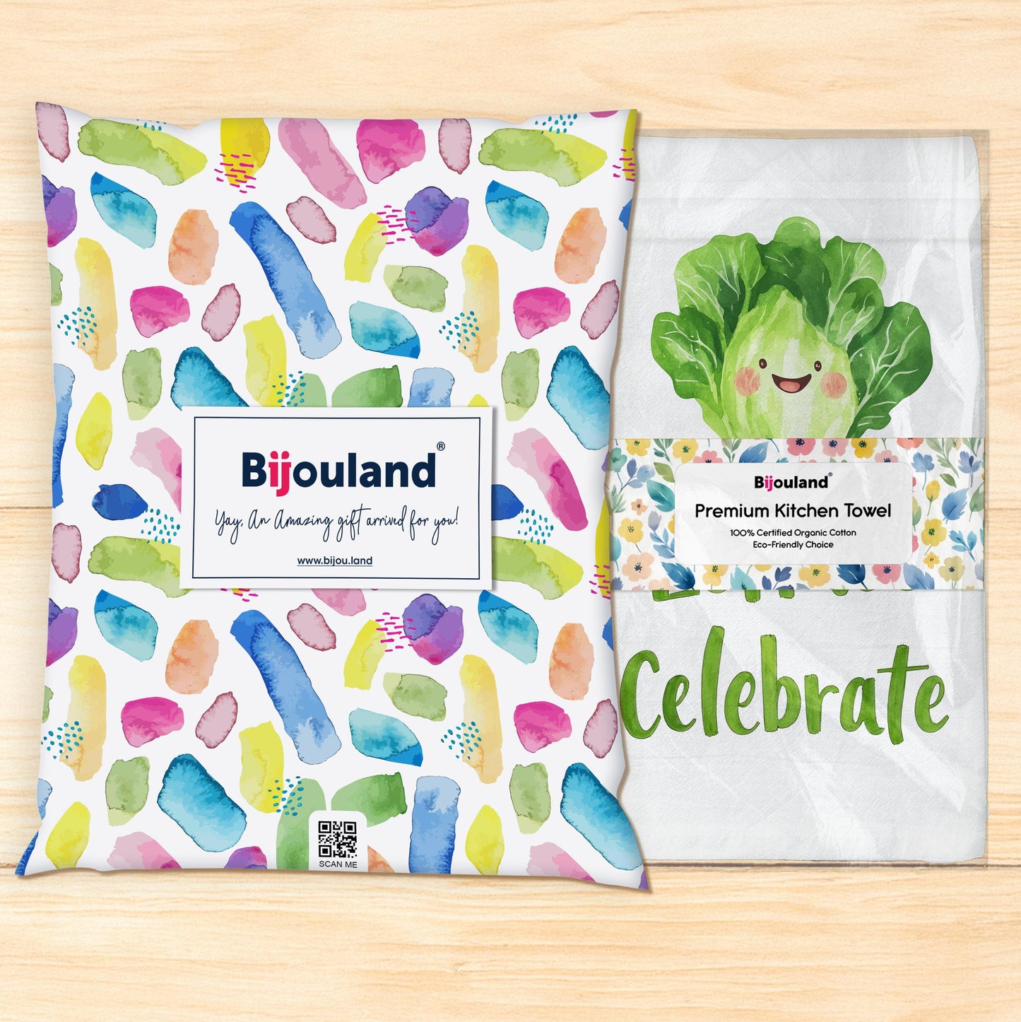 Lettuce Celebrate Kitchen Towel - Funny Food Pun Gift for Salad Lovers & Veggie Fans - Flour Sack Organic Cotton Tea Towel