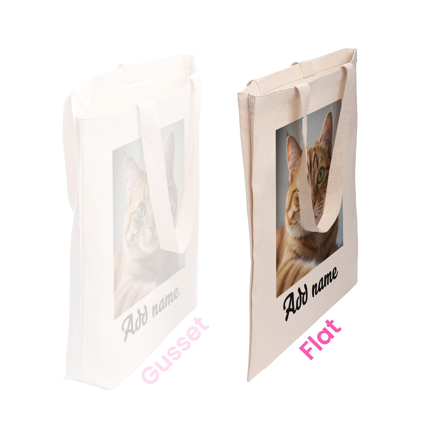 Custom Pet Photo & Name Tote Bag - Personalized Dog Cat Portrait - Eco-Friendly Canvas Bag - Dog Mom Cat Dad Gift