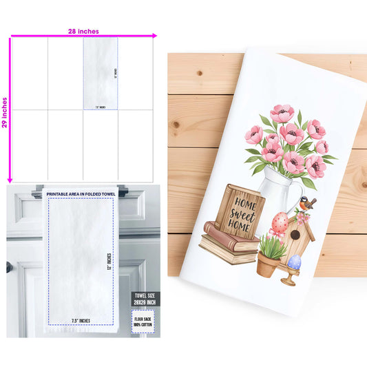 Home Sweet Home Kitchen Towel - Easter Spring Decor, Farmhouse Tea Towel, Cottagecore Gift - Flour Sack Organic Cotton Tea Towel