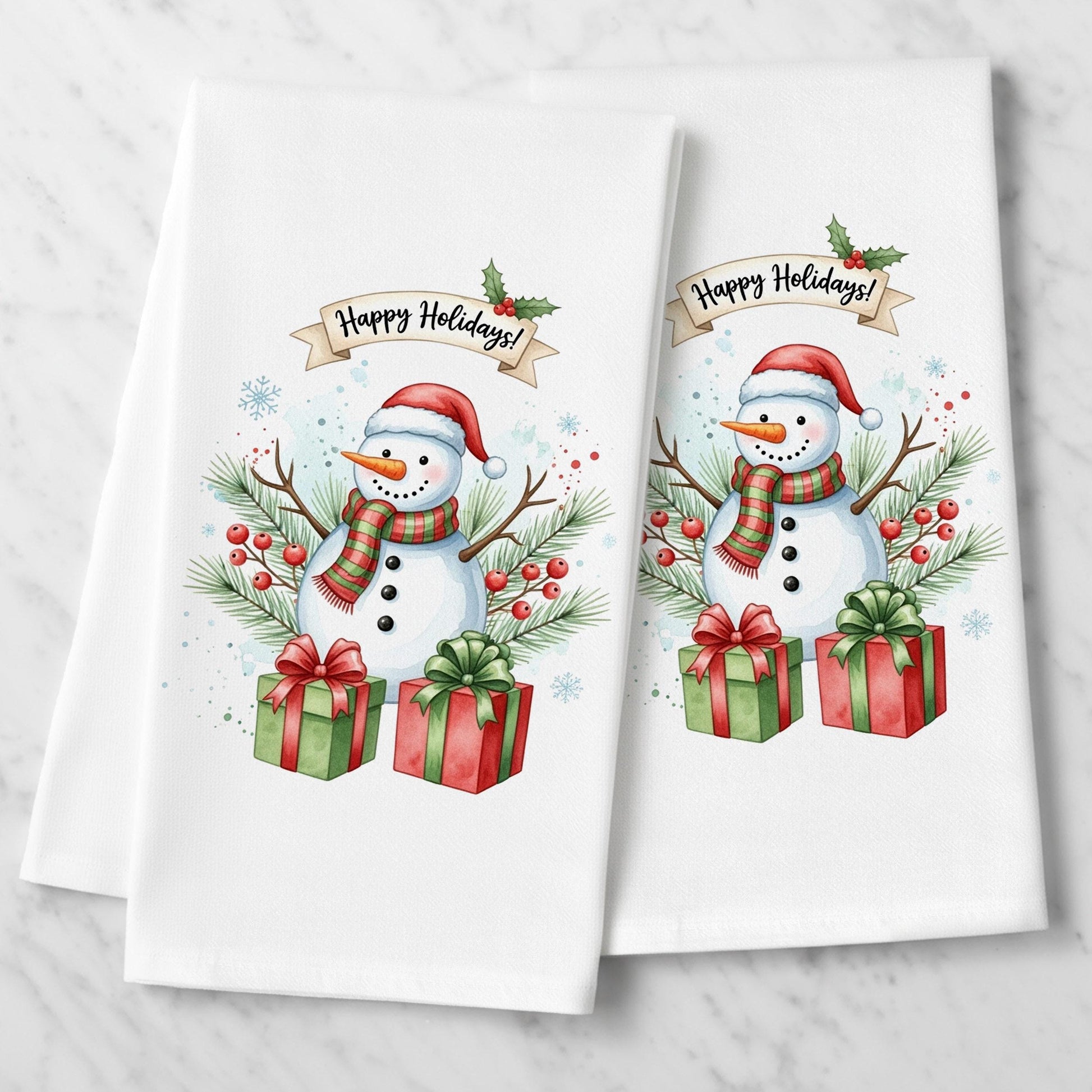 Snowman Christmas Tea Towel: Festive Gifts and Cozy Holiday Decor - organic cotton flour sack kitchen towel