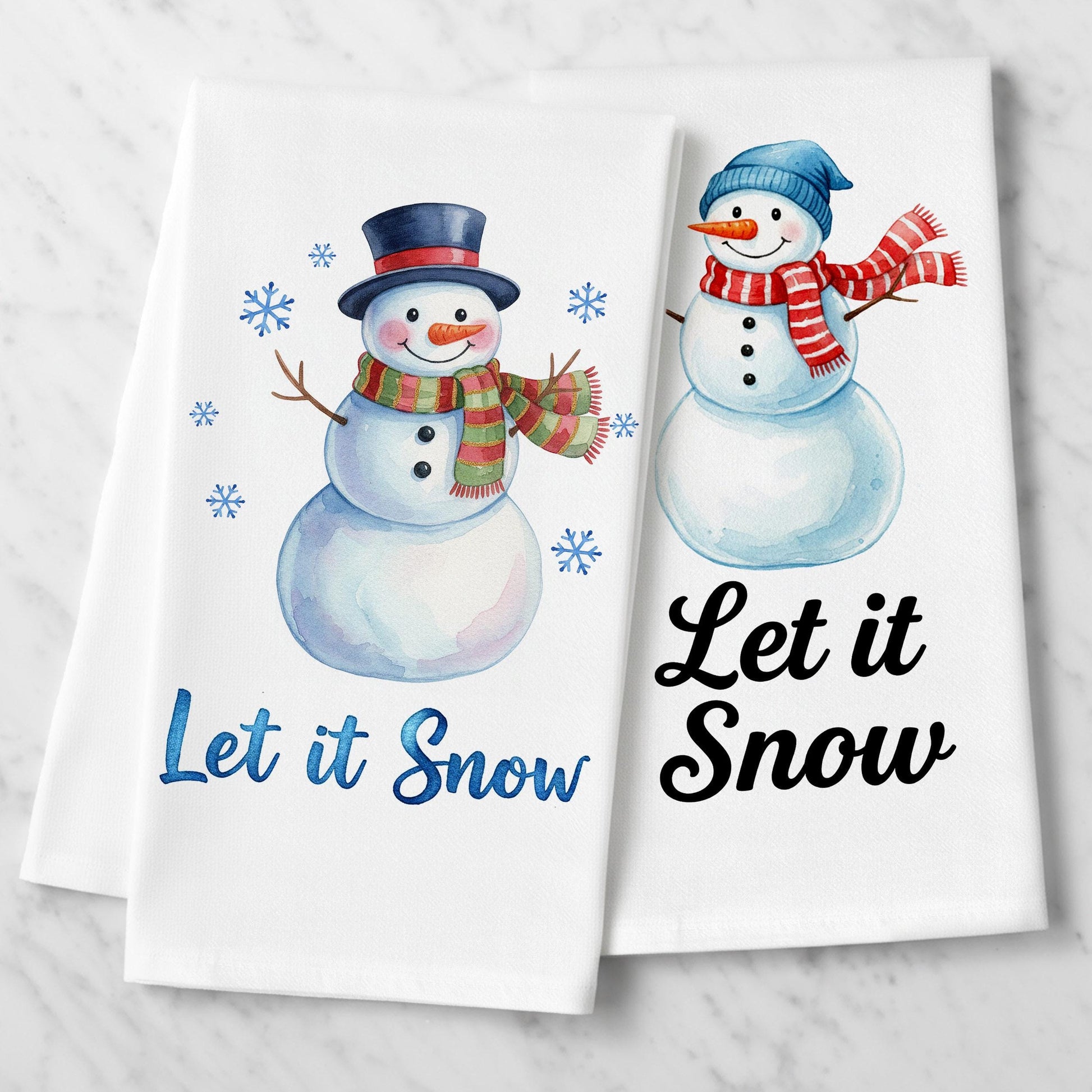 Snowman Christmas Kitchen Towel: Organic Cotton Holiday Decor - organic cotton flour sack kitchen towel