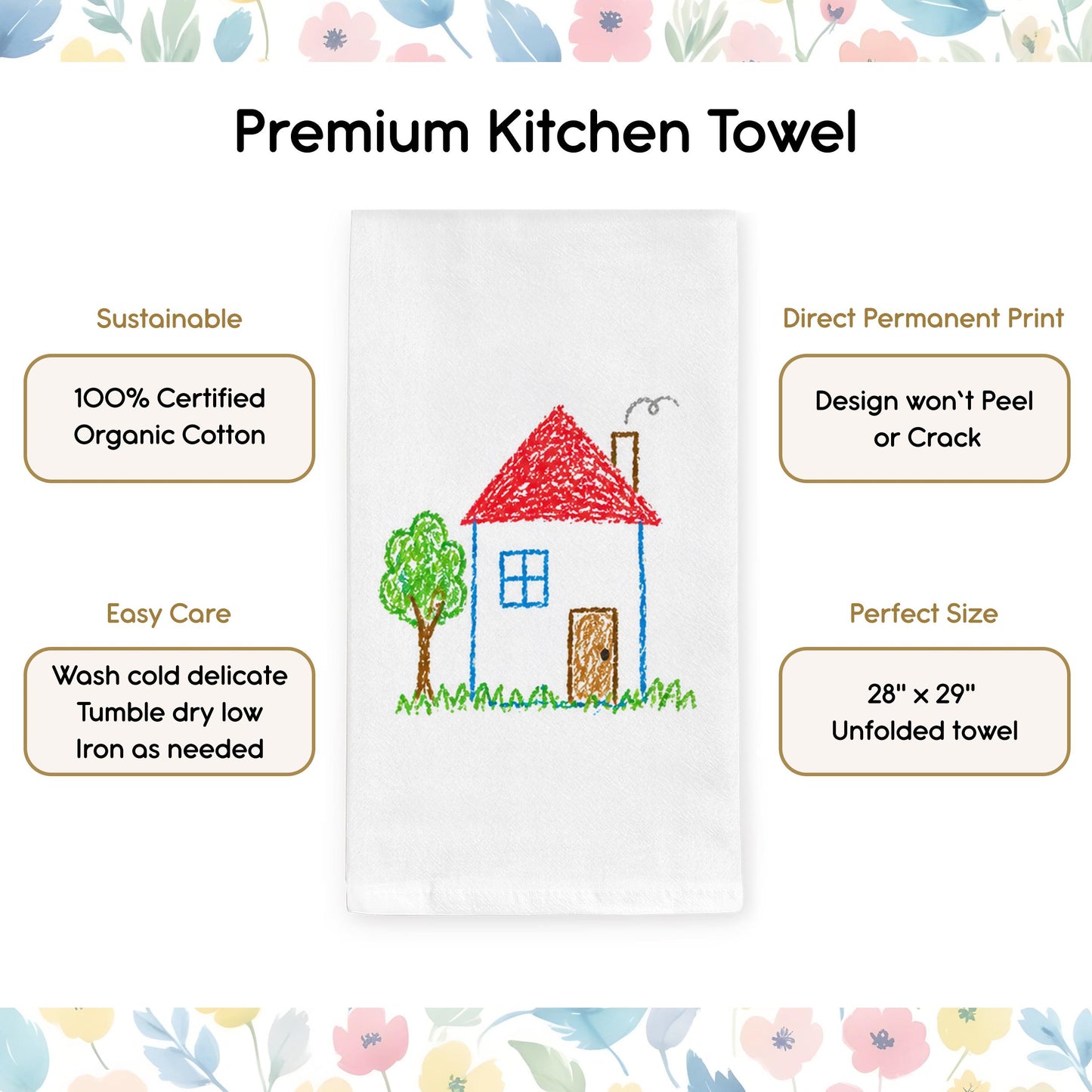 Personalized Child's Drawing Kitchen Tea Towel