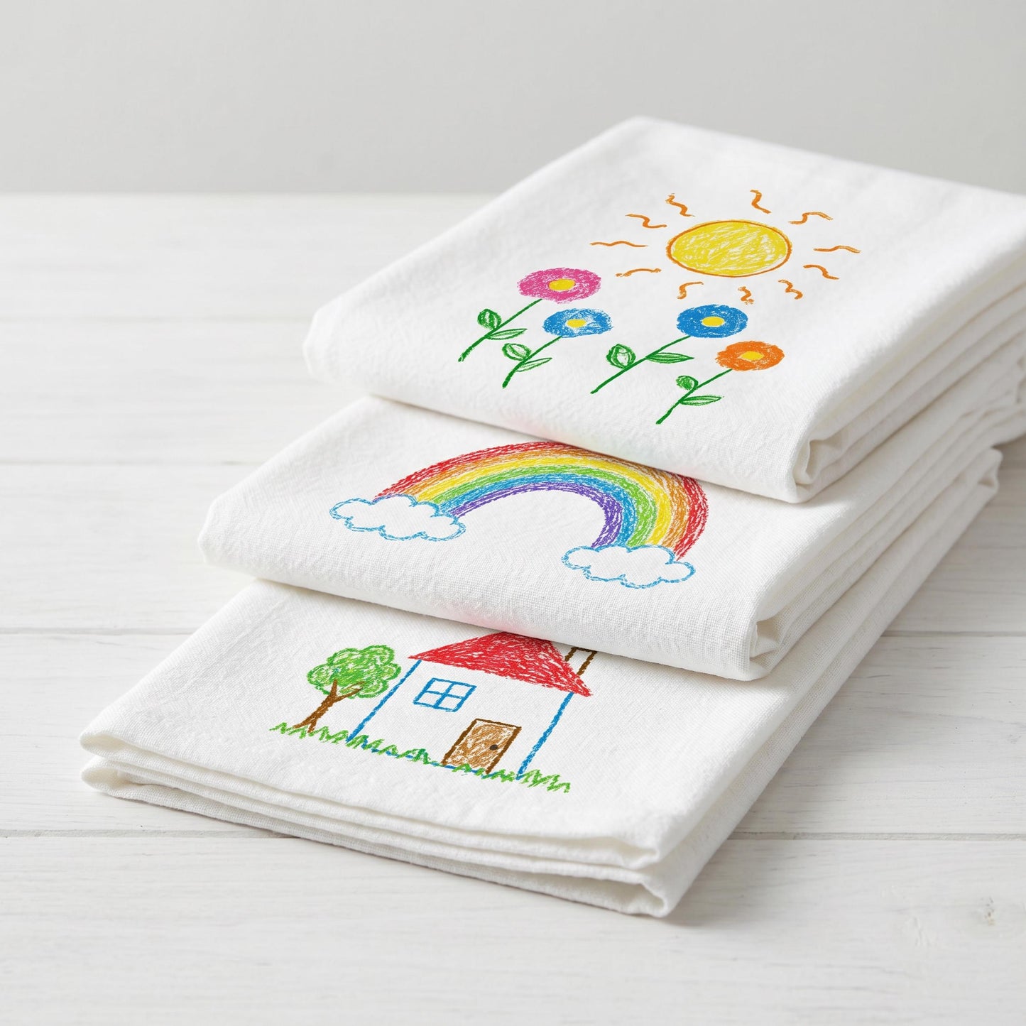 Personalized Child's Drawing Kitchen Tea Towel