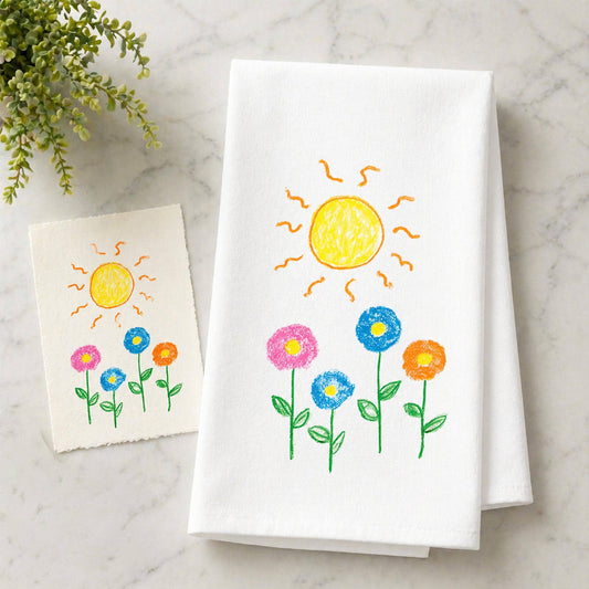 Personalized Child's Drawing Kitchen Tea Towel