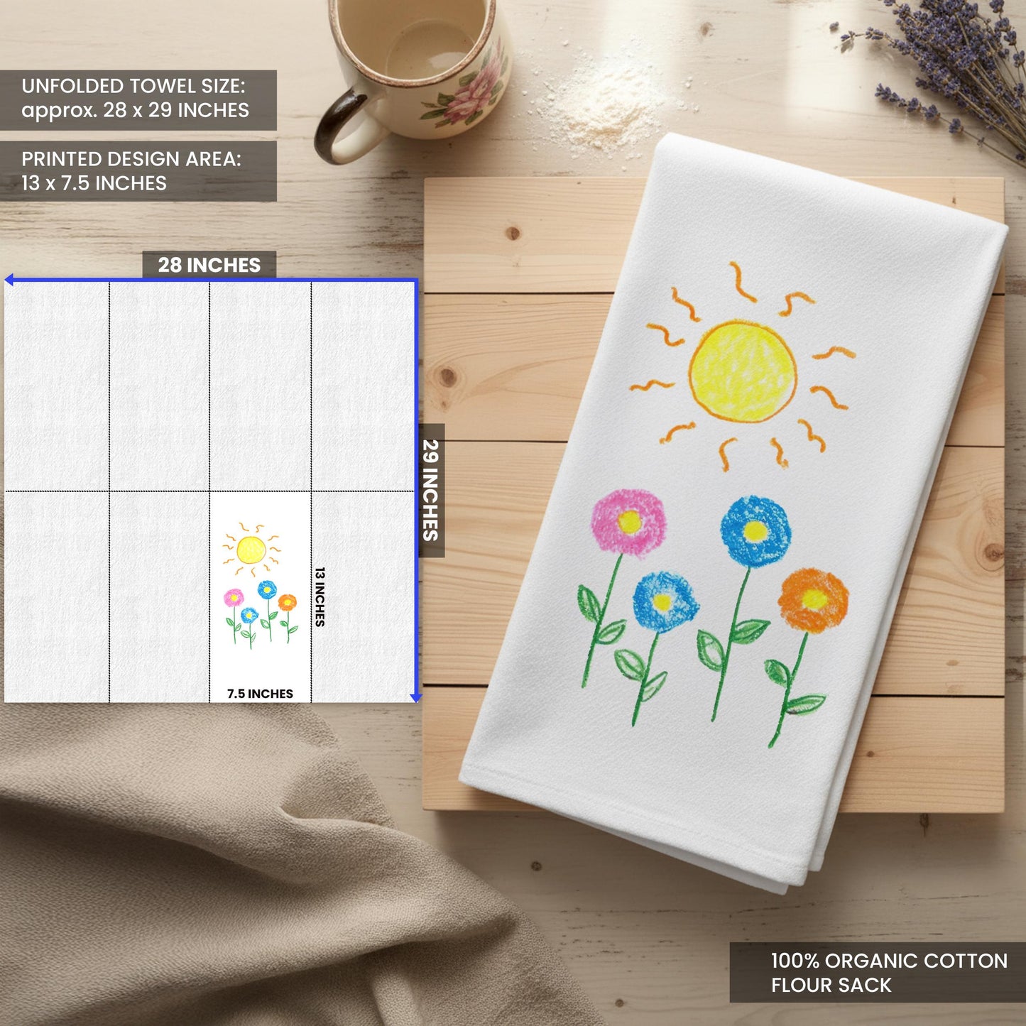 Personalized Child's Drawing Kitchen Tea Towel