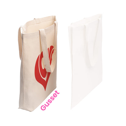 Love Cotton Canvas Tote Bag - Valentine's Day Gift - Reusable Eco-Friendly Durable Bag - Red Love Heart Design