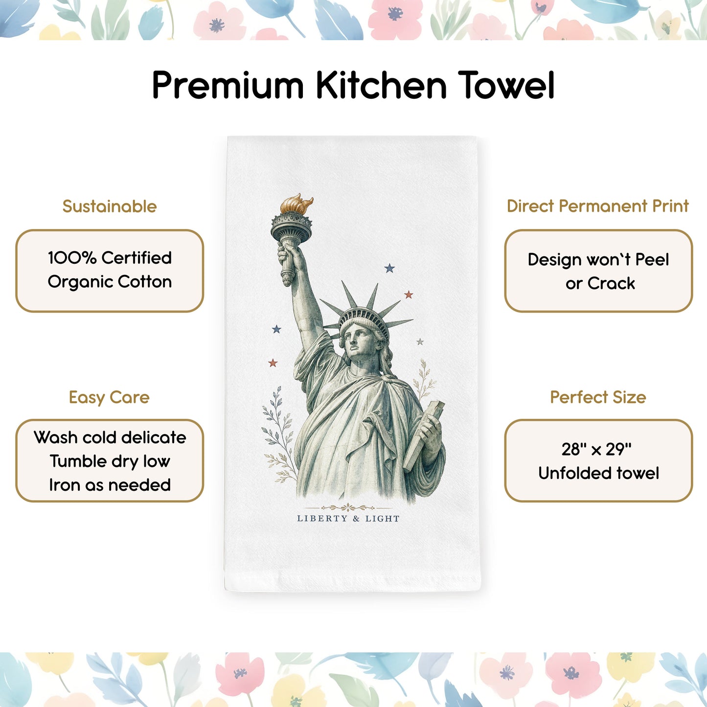 Liberty and Light tea towel product benefits
