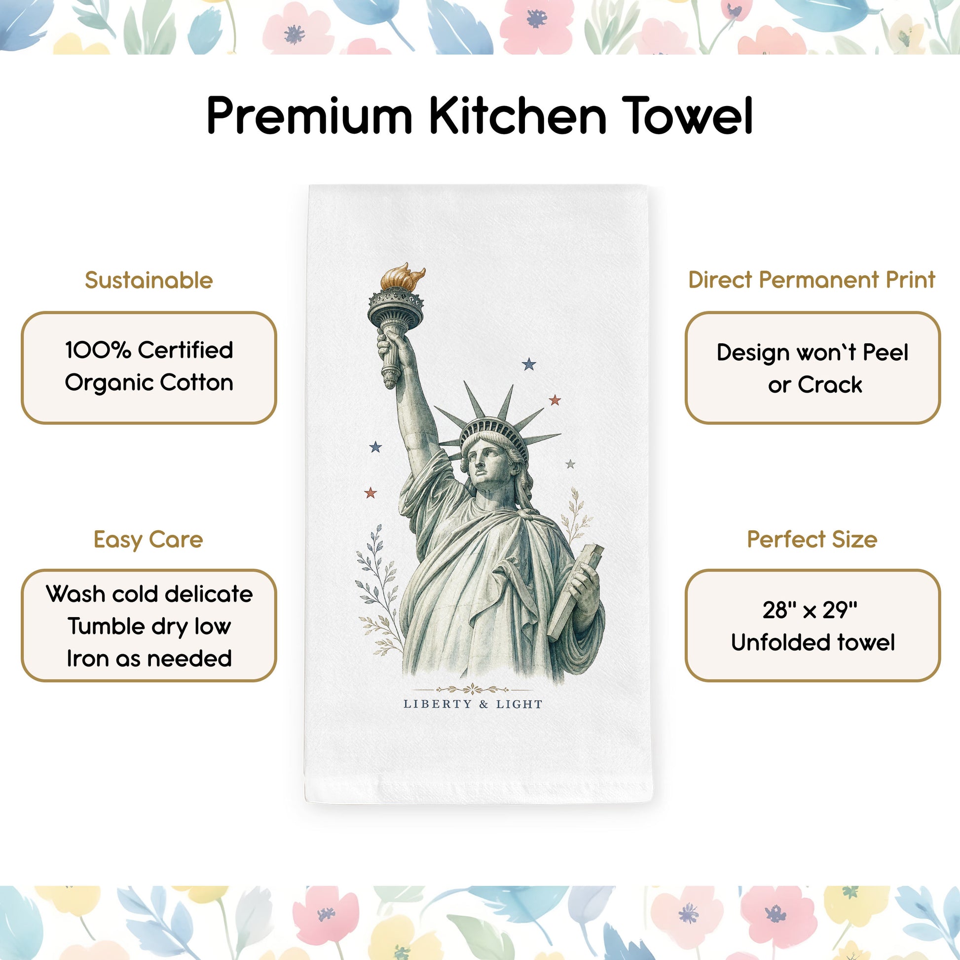 Liberty and Light tea towel product benefits