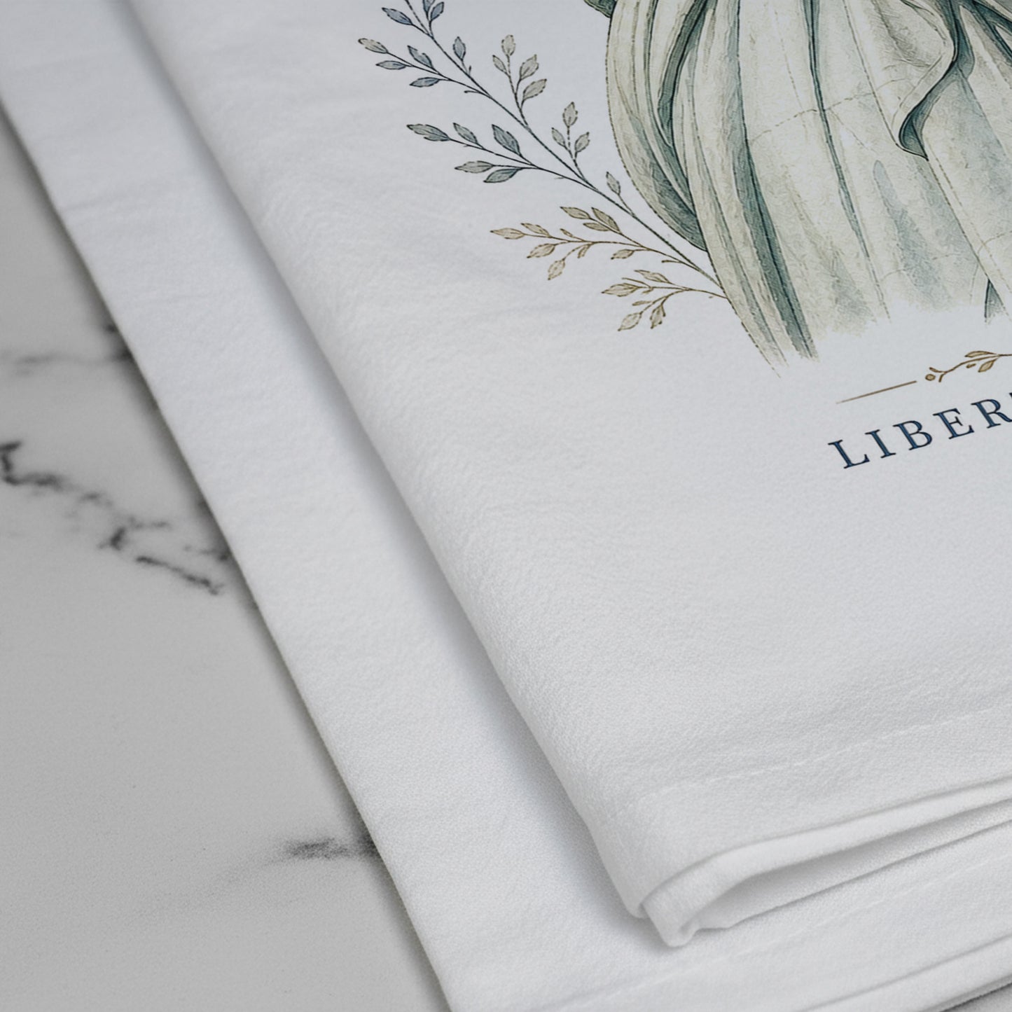 Close up of Liberty and Light Statue of Liberty tea towel artwork