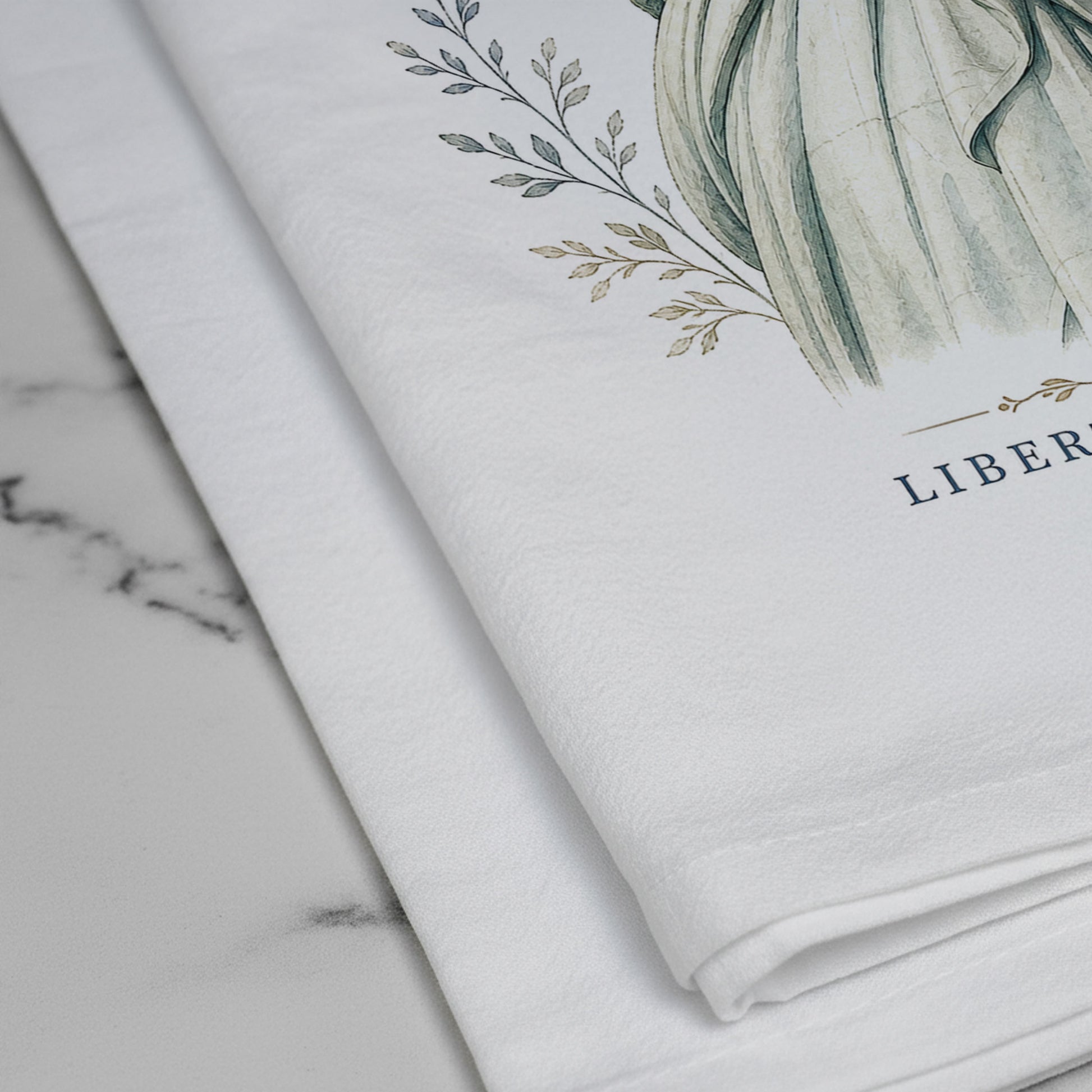 Close up of Liberty and Light Statue of Liberty tea towel artwork