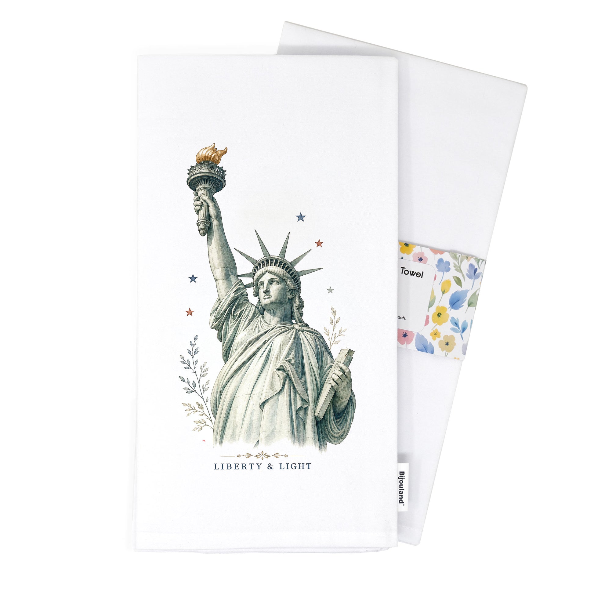 Folded Liberty and Light Statue of Liberty tea towel detail