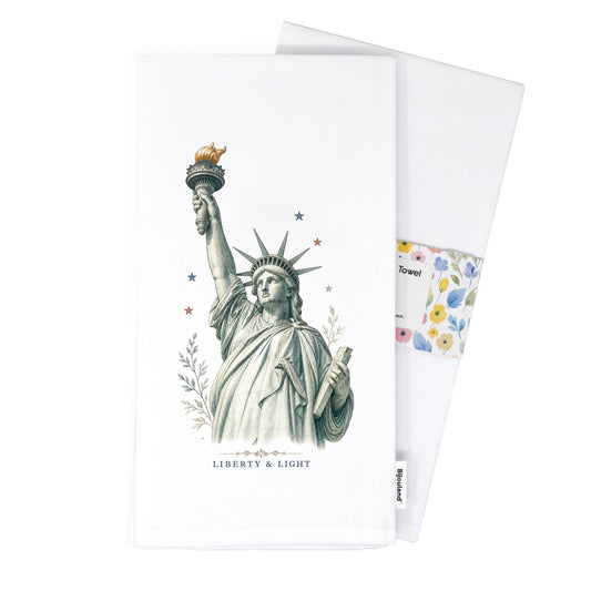 Folded Liberty and Light Statue of Liberty tea towel detail