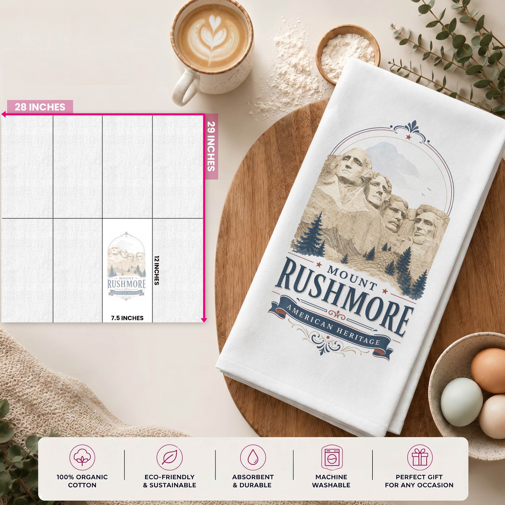 Mount Rushmore Heritage Tea Towel size guide